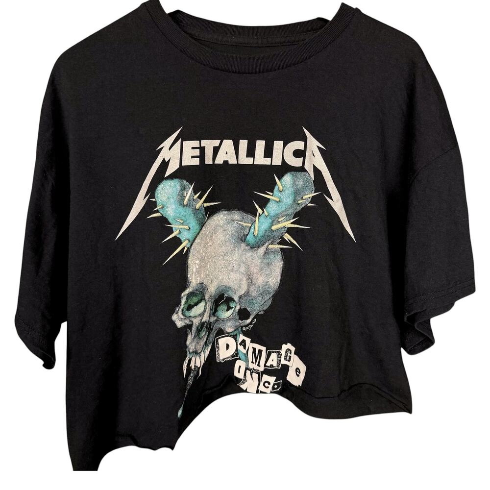 Metallica Damage Inc Tour Black T Shirt Historia XL Thrash Cropped Asymmetrical